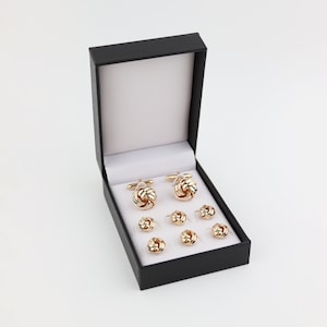 Rose Gold Tuxedo Cufflink & Dress Shirt Studs Set. Rose Gold Twist Cufflinks. Tuxedo Cufflinks. Black Tie Event Accessories
