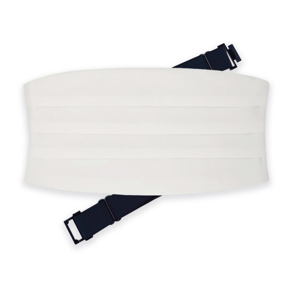 Handmade Classic White Tuxedo Cummerbund. Fully Adjustable. Prom Accessories. Tuxedo Belt Waistband. Many Colour Options Available