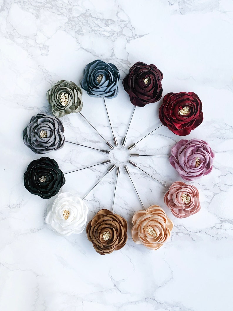 Beautiful High Quality Silk Floral Flower Lapel Pin In Many Etsy