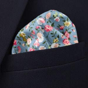 Blue And Pink Floral Tie. Matching Father And Son Tie. 100% Cotton Handmade. Flower Tie. Wedding Tie. Groom & Groomsmen image 3