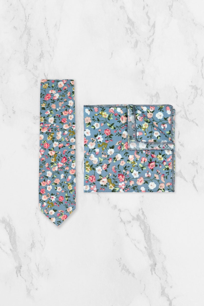Blue And Pink Floral Tie. Matching Father And Son Tie. 100% Cotton Handmade. Flower Tie. Wedding Tie. Groom & Groomsmen Tie & PS