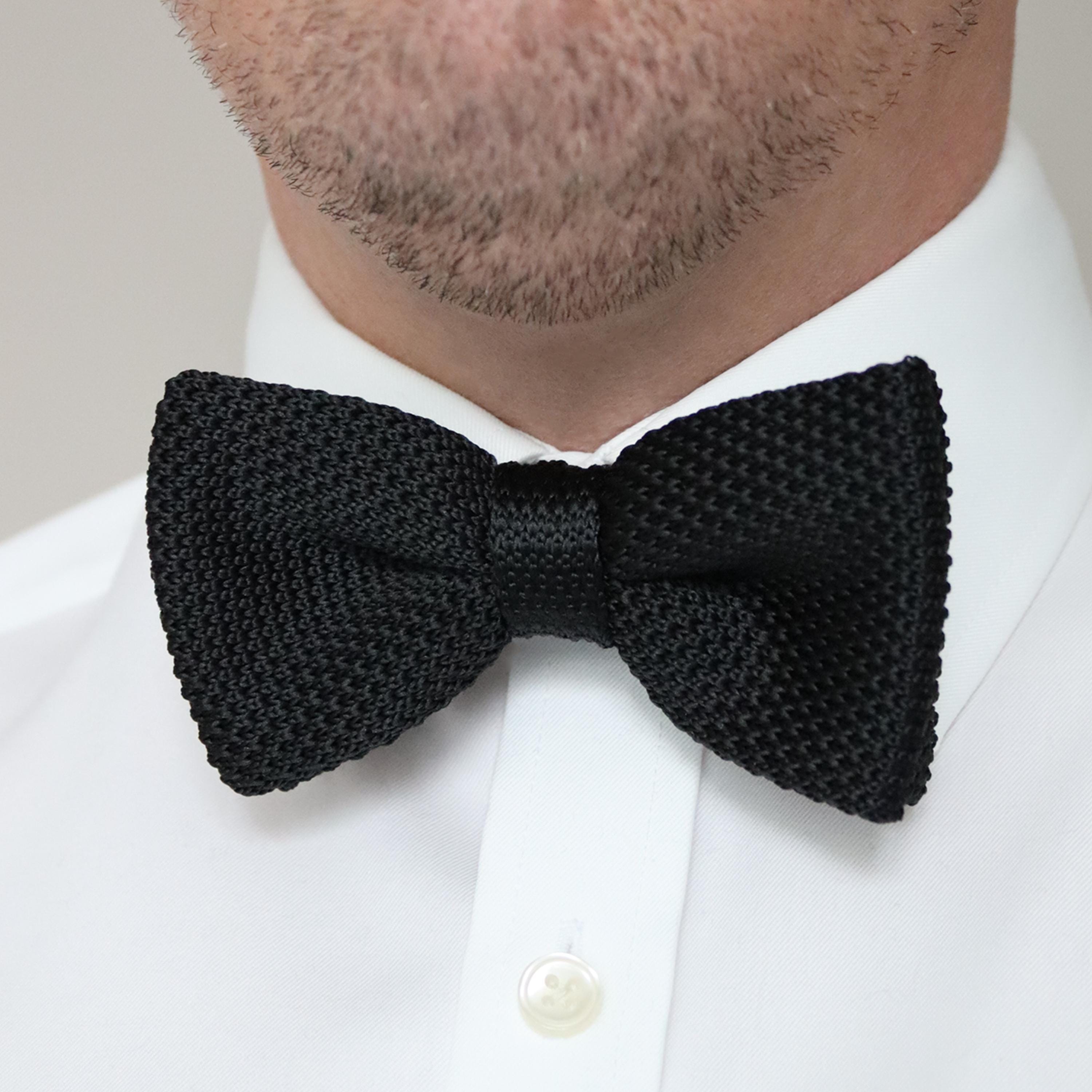 knitted black bow tie