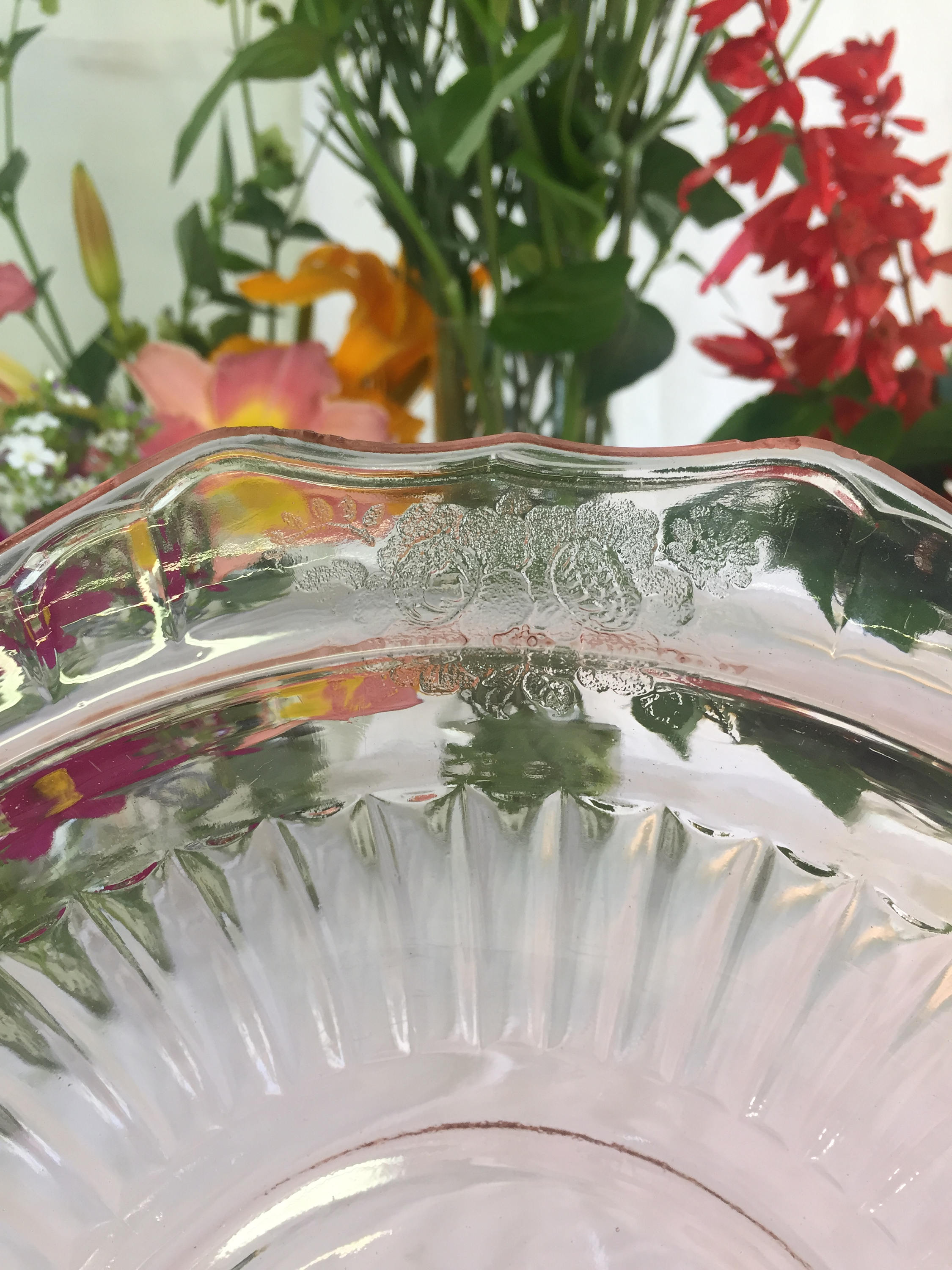 Mayfair Pink Depression Glass Open Rose Handled Bowl Etsy