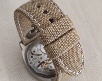 Bracelet en toile beige clair pour montre Panerai ou autre