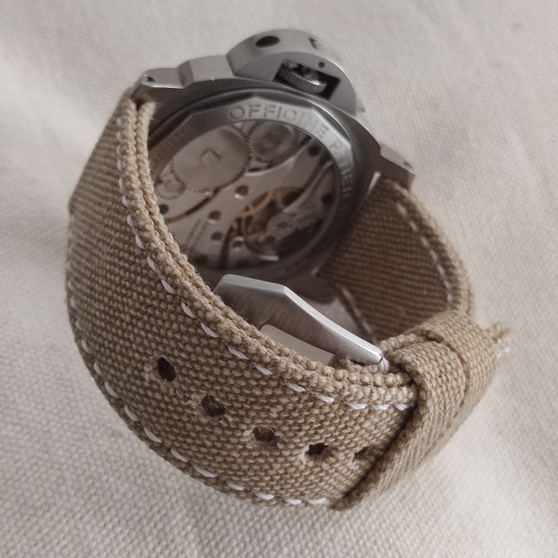 Light Beige Canvas Strap For Panerai or other Watch zdjęcie 9