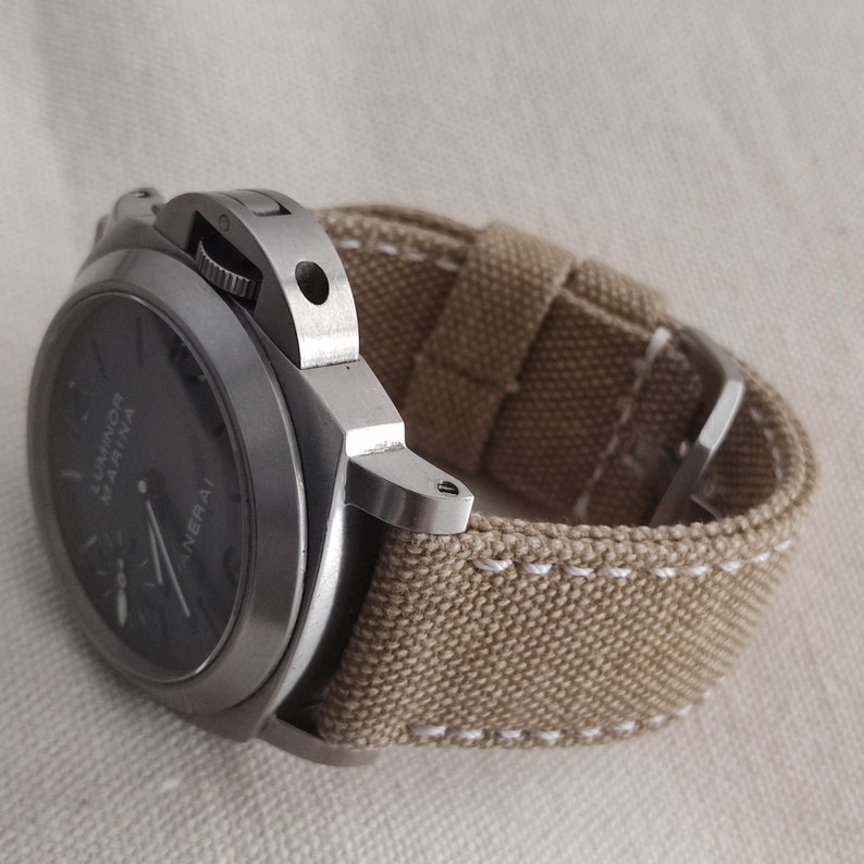 Light Beige Canvas Strap For Panerai or other Watch zdjęcie 7
