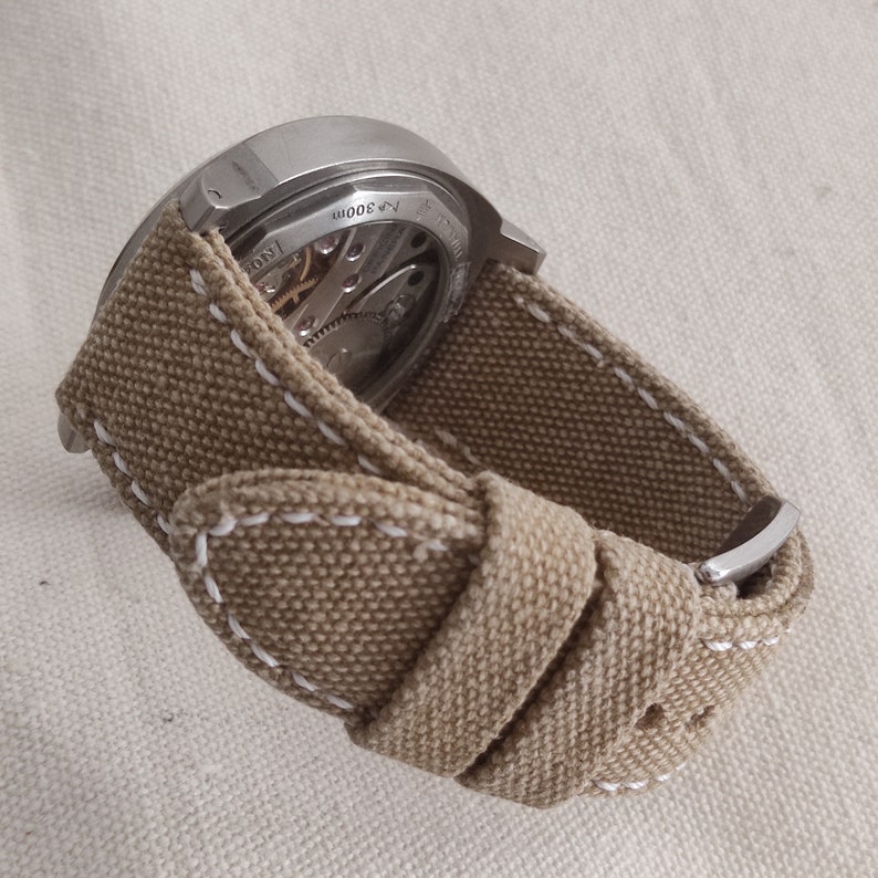 Light Beige Canvas Strap For Panerai or other Watch zdjęcie 4