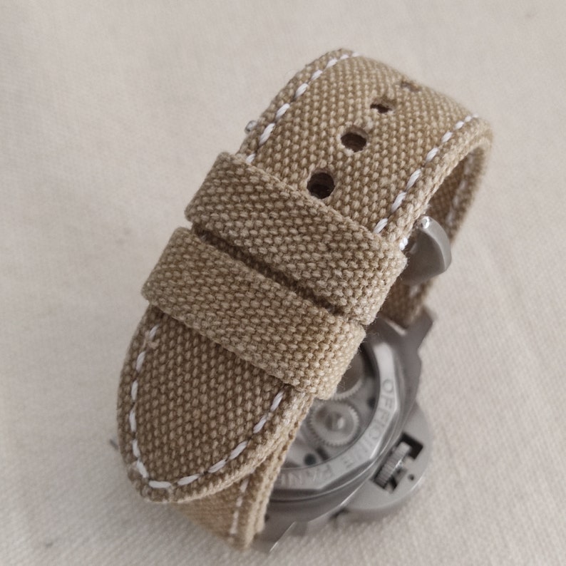 Light Beige Canvas Strap For Panerai or other Watch zdjęcie 3