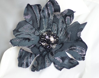 Ladies broach Fabric flower brooch Black flower pin Extra large brooch Happy mothers day