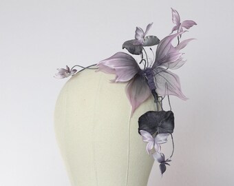 Unique Pink Butterfly Fascinator: Statement Hairpiece with Silk Butterflies for Weddings and Parties