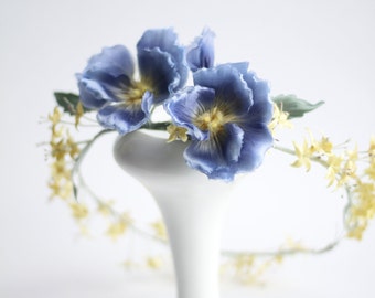 Flower hair vine artificial pansies Wedding hair vine