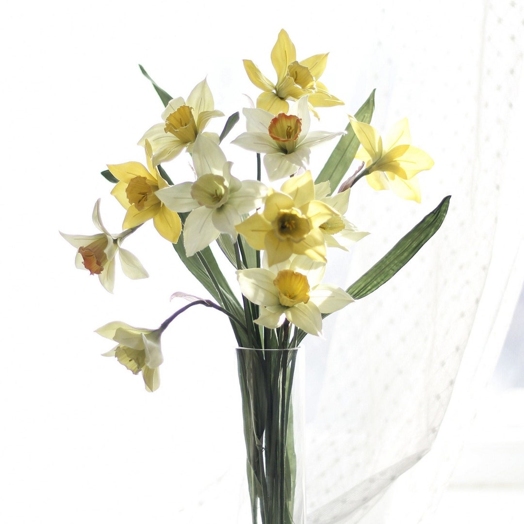 Daffodil Silk Flower Arrangement Symbol of Motherhood and New