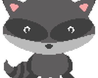 Mapache bebé, fácil para principiantes, patrón gráfico de crochet esquina a esquina C2C, gráfico Graphgan, punto de cruz, manta tunecina, juego afgano PDF