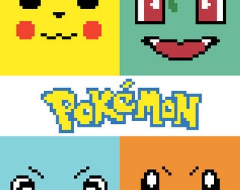 Patrón de manta, cojín y manta afgana con personajes de Pokémon en crochet c2c para punto de cruz (gráfico tunecino)