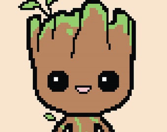 Groot Guardianes de la Galaxia C2C Tejido a crochet Punto de cruz Gráfico Graphgan Patrón de cuadrícula gráfica tunecina Manta Manta Afgana Fácil PDF