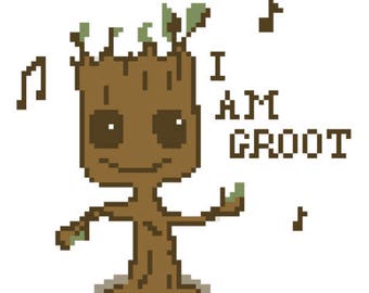 Manta afgana de Baby Groot de Guardianes de la Galaxia (C2C), patrón gráfico de crochet, punto de cruz, tunecino, gráfico Graphgan (PDF)