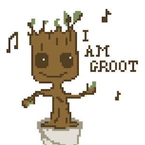Baby Groot Guardians of the Galaxy C2C Haken, breien, Tunesisch, kruissteek Grafiekpatroon Grafiekdeken Afghaans plaid PDF