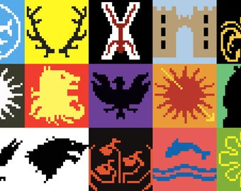 PAQUETE: (GOT) Casas de Juego de Tronos Crochet C2C Punto de Cruz Túnez Gráfico Gráfico Patrón Paño de Cocina Cojín Manta Graphgan Throw PDF