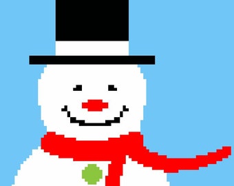 Muñeco de nieve fácil para principiantes, patrón gráfico C2C de esquina a esquina, gráfico Graphgan, punto de cruz, manta tunecina, juego afgano PDF