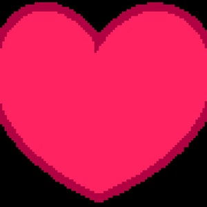 Puede incluir: Una forma de corazón rosa brillante con un contorno rosa más oscuro.