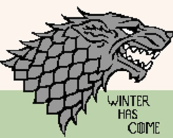 Manta afgana de Juego de Tronos (GOT, Casa Stark), crochet C2C, punto de cruz tunecino, gráfico Graphgan, patrón gráfico, PDF