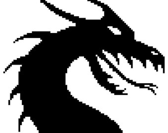 Patrón de dibujo de dragón para principiantes, fácil, retro, crochet, c2c, punto de cruz, tunecino, Graphgan, gráfico, manta, cojín, manta afgana, PDF