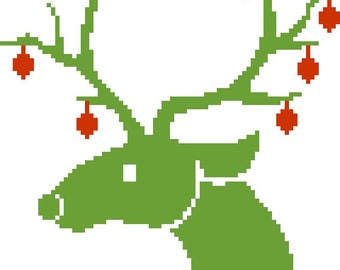 Árbol de reno navideño para principiantes, fácil de tejer a ganchillo c2c, punto de cruz, tunecino, gráfico gráfico, patrón, manta, cojín, manta afgana, PDF