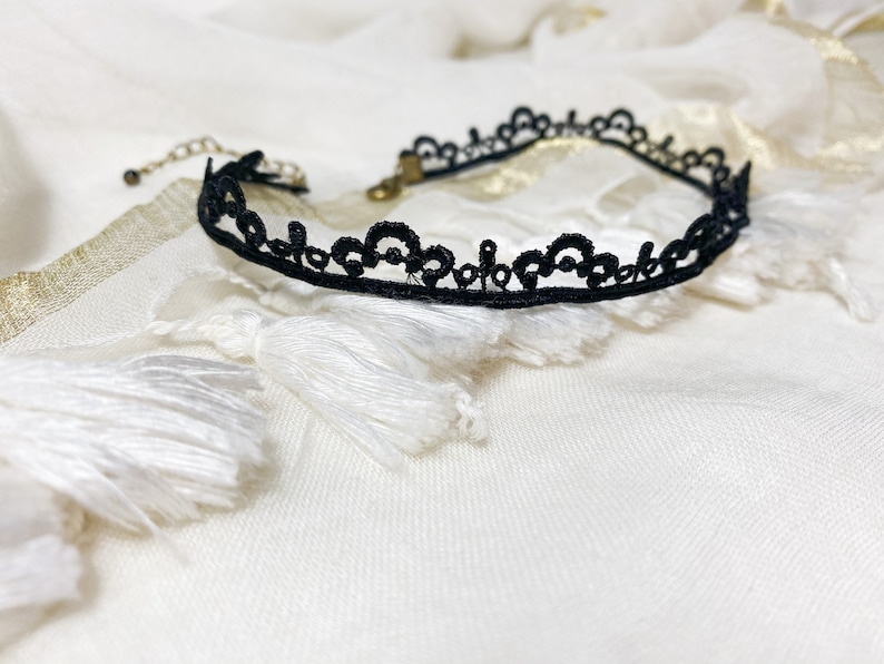 Necklace Choker Black lace choker 3 cm vintage gothic dentelle 2