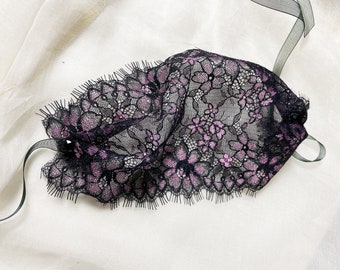 Sexy black cherry blossom lace mask - face accessory/ Art Deco