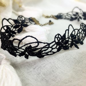 Necklace Choker Black lace choker 3 cm vintage gothic image 2