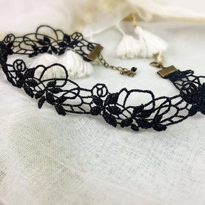 Necklace Choker Black lace choker 3 cm vintage gothic image 3