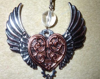 heart pendant winged steampunk