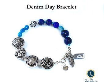 Perlen Armbänder, Denim Day Armband, Damen Schmuck, Geschenk für Frauen, Stapeln Armband, Geburtstag, Chakra, Geburtstagsgeschenk, Weihnachtsgeschenk