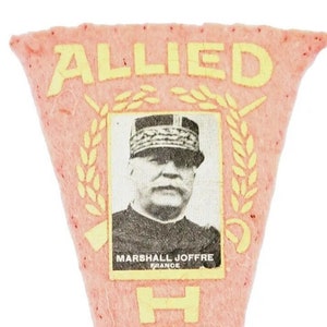 Rare Antique WW1 Allied Heroes Marshall Joffre Ferguson Bakery Felt Pennant