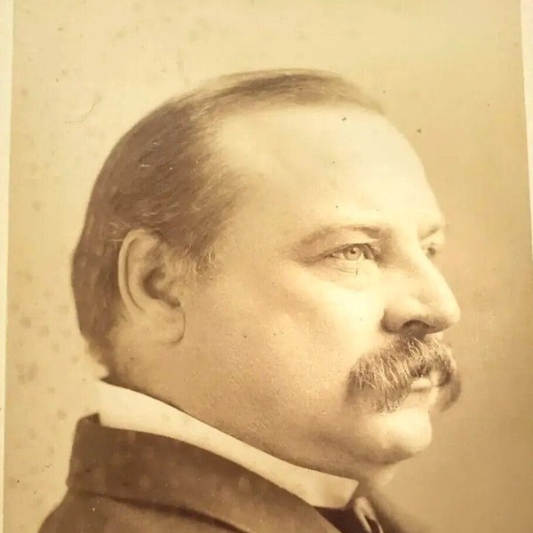 Antique 1880's Grover Cleveland 22nd & 24th US President Cabinet Card Photograph