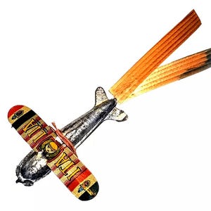 Rare 1930&#39;s Italia Airplane Miniature Prewar Tin Litho Penny Toy Made In Japan