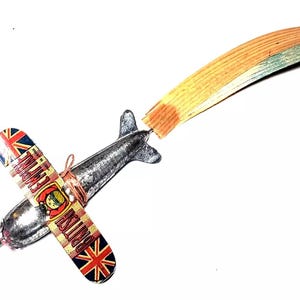 Rare 1930&#39;s British Empire Airplane Miniature Prewar Tin Litho Penny Toy Made In Japan