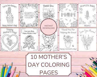 Mother's Day Coloring Pages, Mother's Day Activity, Mother's Day Craft Printable, Happy Mother's Day Coloring Sheets,  Instant Download