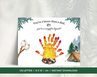 Dad Handprint Craft for Father's Day or Birthday, Handprint Art, Bigfoot Gift, Sasquatch Gifts, Campfire Legend, DIY Father's Day Craft