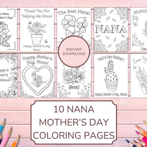 Nana Mother&#39;s Day Coloring Pages, Mother&#39;s Day Activity, Mother&#39;s Day Craft Printable, Happy Mother&#39;s Day Coloring Sheets,  Instant Download