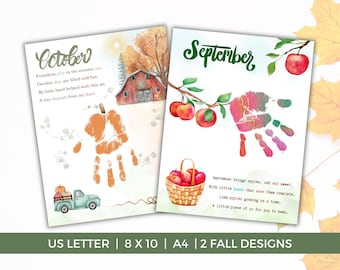 Fall Handprint Art Bundle, September Handprint Craft, October Printable, Apple Tree Handprint Poem, Pumpkin Handprint Craft, Pumpkin Patch
