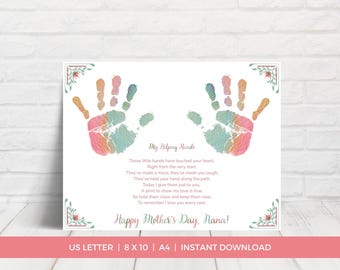 Nana Mother's Day Poem Handprint Craft, Custom Handprint Art, Presents for Nana, Mother's Day Presents, DIY Mother's Day Gift, Gift for Nana