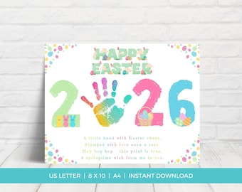 2026 Easter Handprint Art Craft, Custom Poem Print, Happy Easter Keepsake Craft (PDF Instant Download) - US Letter | A4 | 10x8