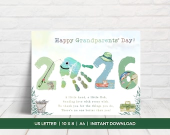 Grandparents' Day Handprint Craft, Fishing Handprint Art, 2026 Fish Grandpa Handprint, Grandpa DIY Gift, Custom Poem Print, Grandma Present