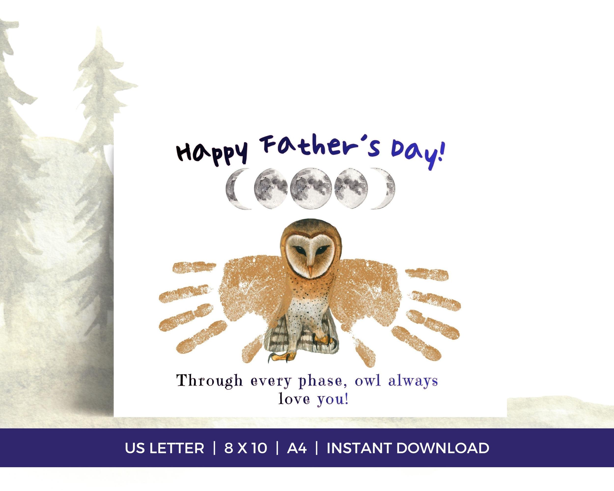 Happy Father's Day Handprint Craft, Owl Wings Handprint Art,…