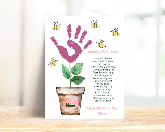 Nana Mother's Day Handprint Craft for Kids, Gift for Nana, Nana Mother's Day Poem, Printable, DIY Craft, Fingerprint Craft