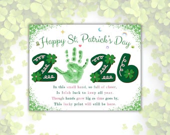 St. Patrick's Day Handprint Art, 2026 Kids Toddler Handprint Craft, Handprint Poem, St Patty's Day Activity, Handprint Gift, Memory Keepsake