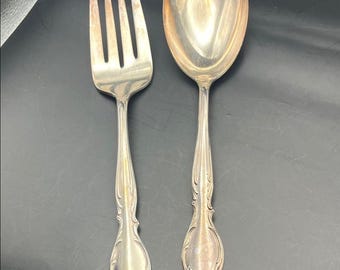 Rogers Moonlight Ornate Serving Fork and Spoon Set 50s set vintage