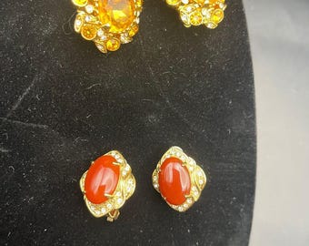 2 pair! Vintage Joan Rivers Clip-On Earrings - Elegant Jewelry bling