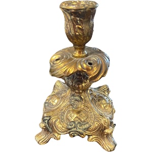 Antique Spelter Rocco Candle Holder